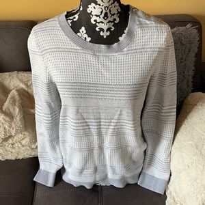 TOMMY HILFIGER Gray & White Sweater Size Large
